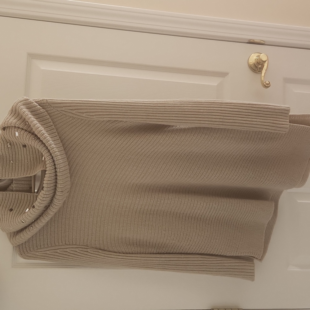 Apt. 9 Cozy Beige Asymmetrical Sweater Removable Collar Medium